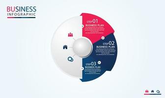 Plantilla de círculo infográfico con cuatro pasos u opciones. Gráfico de proceso utilizado en la enseñanza con un plan de negocios ilustración vectorial eps10 vector