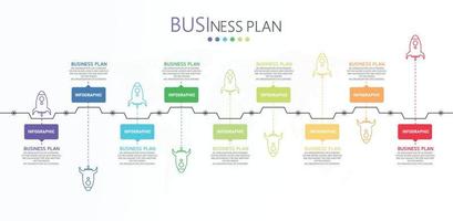 infografía con 9 elementos plan de proyecto inicio paso plantilla de diseño ilustración de vector de infografía plana para el informe de la barra de progreso de presentación.