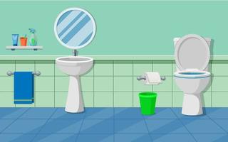 illustration  toilet bowl, wash basin and mirror vector