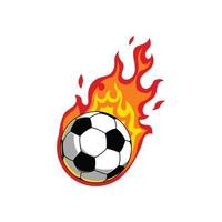 Balón de fútbol en llamas aislado sobre fondo blanco. vector