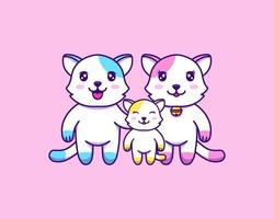 Cute and happy cat family vector