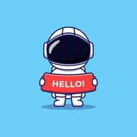 Cute astronaut with hello greeting vector