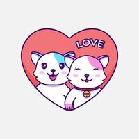 Cute couple cat in love vector