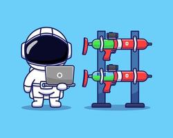 Cute astronaut programming weapon vector