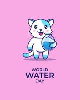 Cute cat on world water day vector