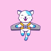 Cute cat flying and happy vector