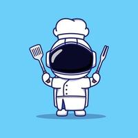 Cute astronaut wearing chef uniform vector