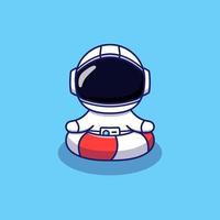 Cute astronaut swimming with rubber ring vector