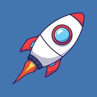 White rocket isolated on blue vector