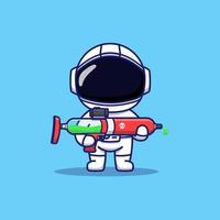 Cute astronaut carrying big weapon vector