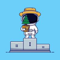 Cute astronaut with his plant got the first prize vector