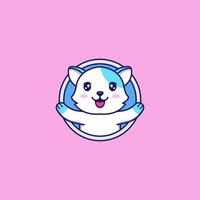 Cute and happy cat logo vector