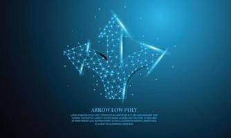 Direction, intersection, three-way arrow, abstract, 3d digital outline, illustration Low poly cross selection concept with dotted line starry sky on blue background vector