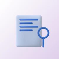 3d icon of file page document with magnifying search information data analysis vector