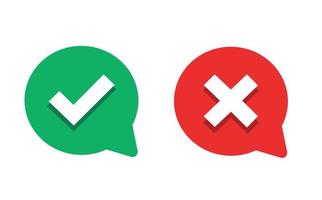 Check mark. green check mark and red cross icon vector