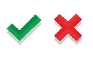 Check mark. green check mark and red cross icon vector