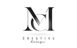 MC m c letter design logo logotype concept with serif font and elegant style vector illustration.