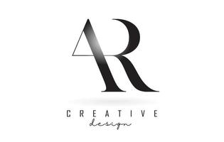 AR a r letter design logo logotype concept with serif font and elegant style vector illustration.