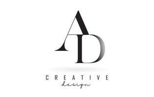AD a d letter design logo logotype concept with serif font and elegant style vector illustration.