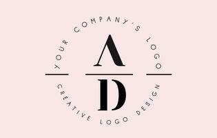 Letters AD A D Logo set as a stamp or personal signature. Simple AD Icon with Circular Name Pattern. vector