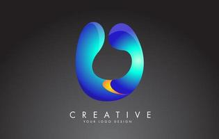 Colorful U letter logo with twisted lines effect. Rounded font style, vector design template.