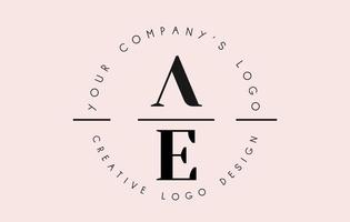 Letters AE A E Logo set as a stamp or personal signature. Simple AE Icon with Circular Name Pattern. vector