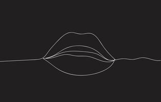 Continuous line drawing of beautiful Woman lips logo vector