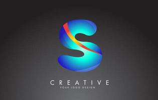 Colorful S letter logo with twisted lines effect. Rounded font style, vector design template.