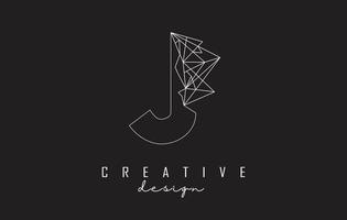 Outline Letter J logo design with broken stone detail. Vector Illustration with geometrical effect.