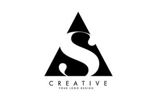 AS A S Black and White Letters Logo with a geometric design. vector