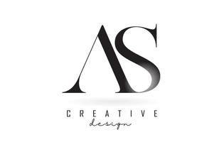 AS a s letter design logo logotype concept with serif font and elegant style vector illustration.