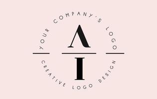 Letters AI A I Logo set as a stamp or personal signature. Simple AH Icon with Circular Name Pattern. vector