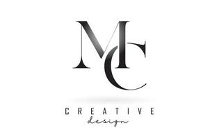 MC m c letter design logo logotype concept with serif font and elegant style vector illustration.