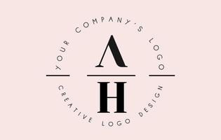 Letters AH A H Logo set as a stamp or personal signature. Simple AH Icon with Circular Name Pattern. vector