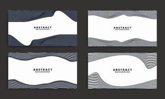 Set Abstract Stripe Background In White And Blue With Wavy Lines Pattern. vector