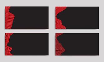 Set Abstract Stripe Background In Red And Black With Wavy Lines Pattern. vector