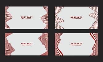 Set Abstract Stripe Background In Red And White With Wavy Lines Pattern. vector