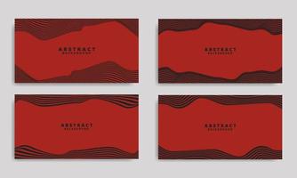 Set Abstract Stripe Background In Red And Black With Wavy Lines Pattern. vector
