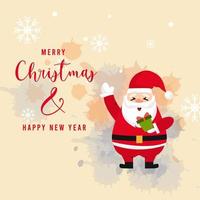 merry christmas and happy new year with santa claus greeting card vector