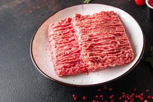 ground meat fresh minced meat pork, beef, lamb cutlets or meatballs photo