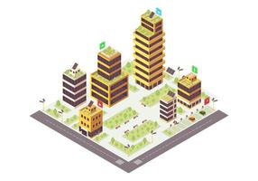Ilustración de vector de color isométrico de ciudad ecológica