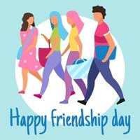Happy friendship day social media post mockup. Best friends together. Advertising web banner design template. Social media booster, content layout. Greeting card, print postcard with flat illustration vector