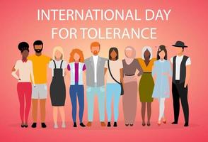 International day for tolerance poster vector template. Global collaboration and unity. Brochure, cover, booklet page concept design with flat illustrations. Advertising flyer, leaflet, banner layout