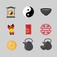 colección de iconos chinos vector