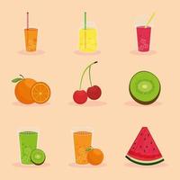 smoothies and fruits vector