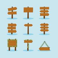 icons wooden signs direction vector