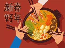 people and china cuisine dish vector