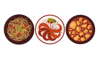 conjunto de cocina china vector