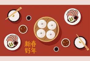 menú de comida china vector