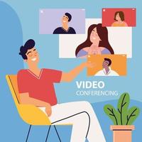 man making video meeting vector